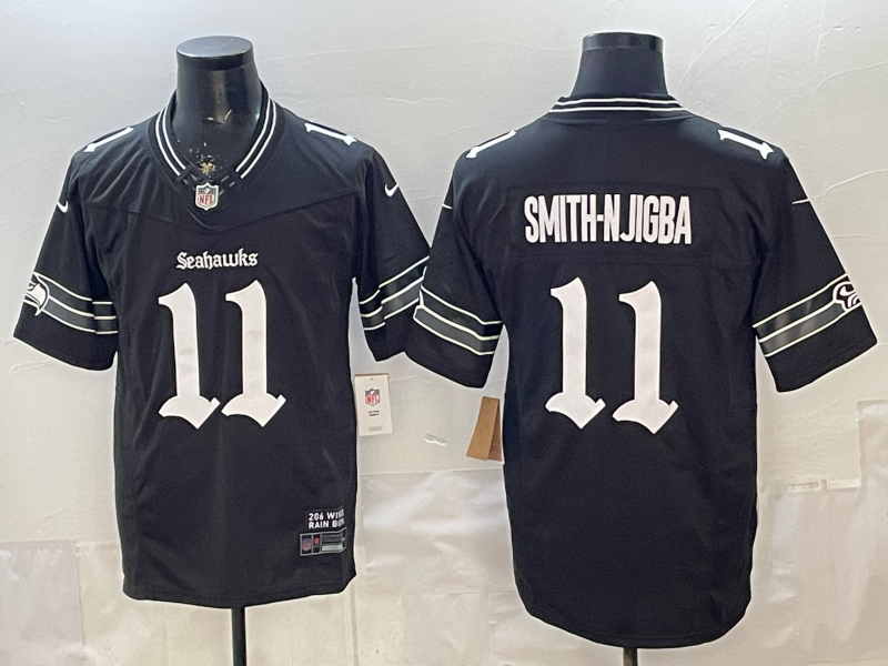 Men 2026 Seattle Seahawks #11 Smith Njigba black Nike Limited NFL Jersey 001